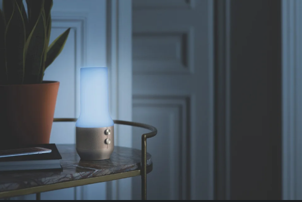 Terrace+ lights and speaker in Gun / soft gold