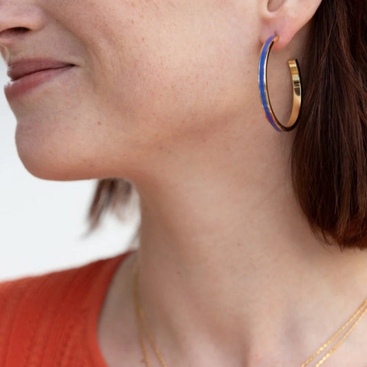 BANGLE Lacquer thin hoop earrings - Mykonos blue