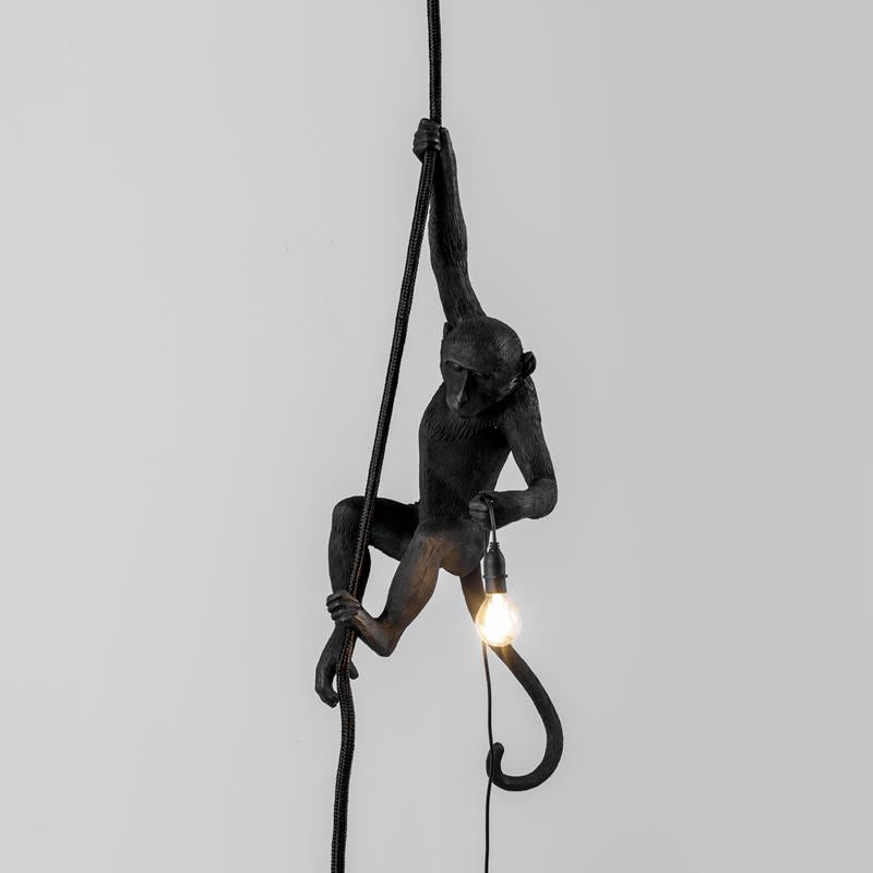 Black Monkey With Rope Outdoor Lamp