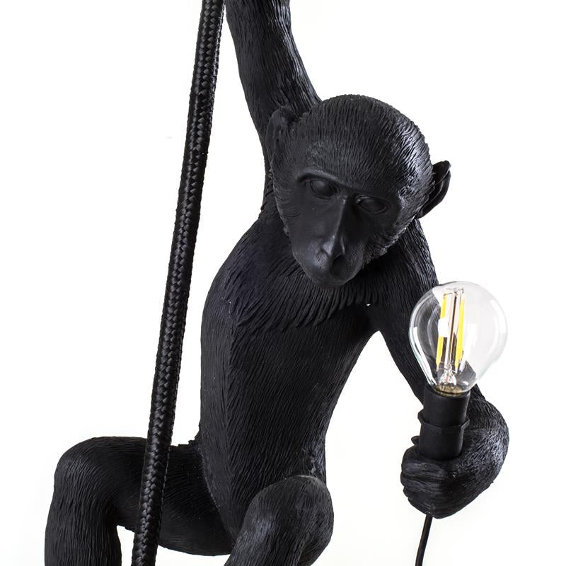 Black Monkey With Rope Outdoor Lamp