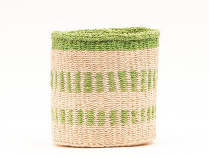 Green Stripe Woven Storage Basket - L