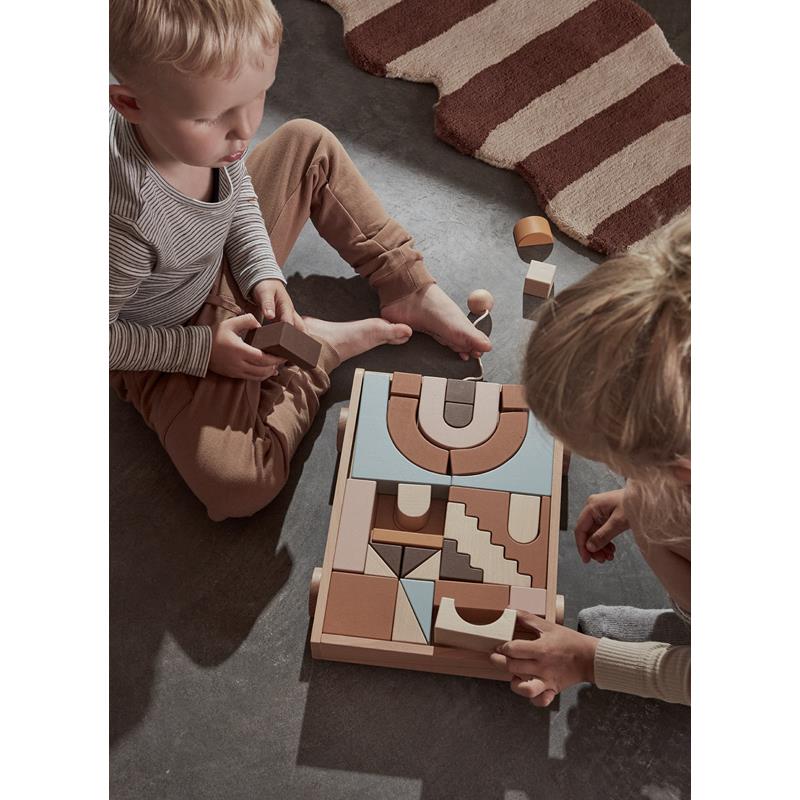 Wooden Rainbow Wagon & Blocks