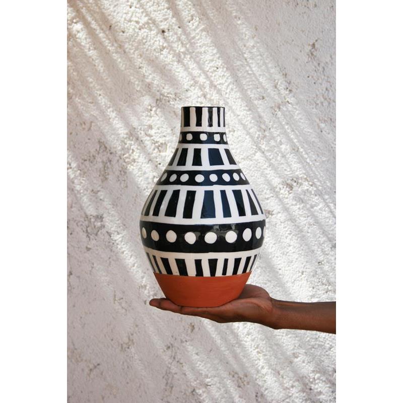 Maison Marcel Bouchra Boudoua Black & White Oval Vase