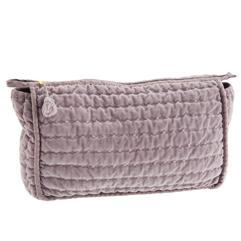 Quilted Velvet Pouch Large Dusty Lilac