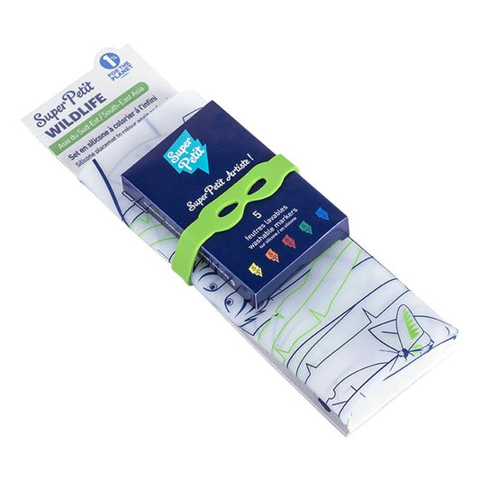 Coloring "Wildlife Jungle South-East Asia" Table Mat with bracelet and 5 markers