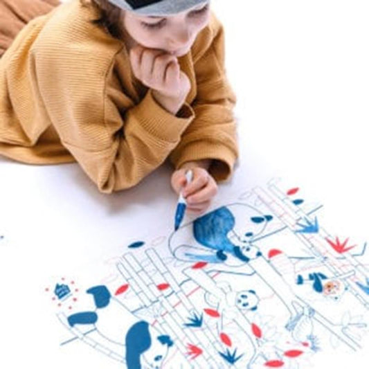 Coloring "Panda" Table Mat with bracelet and 5 markers