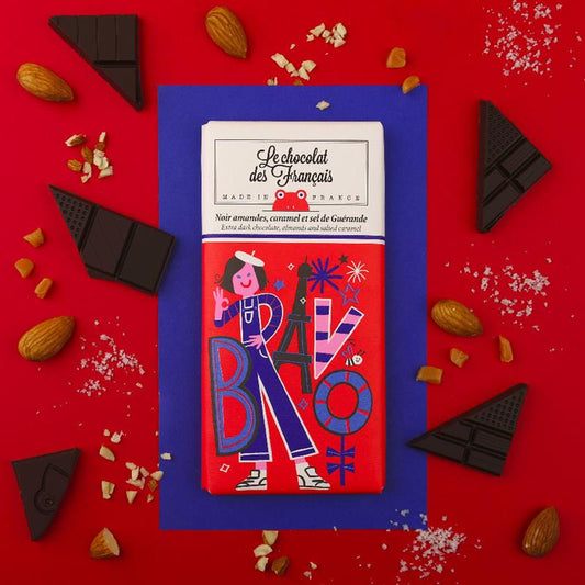 Extra Dark Chocolate, Almonds & Salted Caramel, Bravo