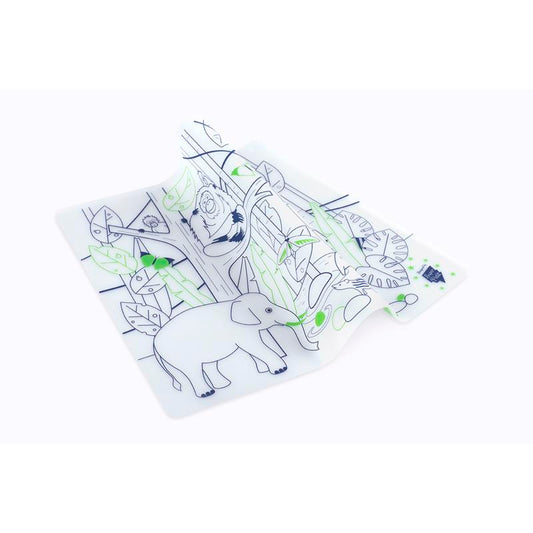 Coloring "Wildlife Jungle South-East Asia" Table Mat with bracelet and 5 markers